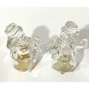 Lenox Fine Crystal Snowman Salt & Pepper Shakers Vintage Czech Republic Holiday
